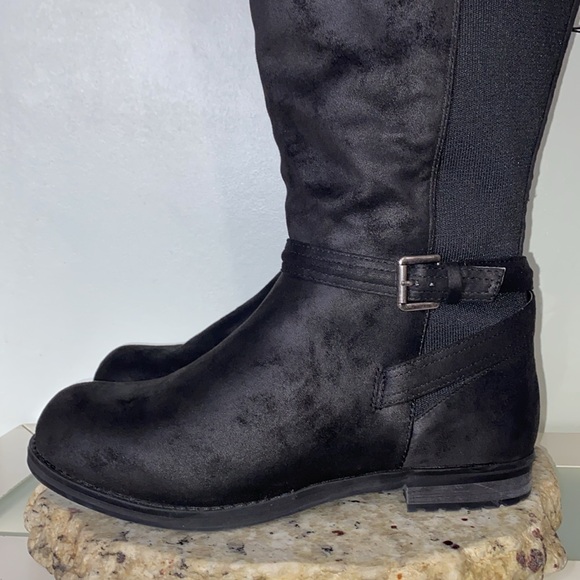 Dream Cloud Faux-Leather Black Casual Buckle Detailed Riding Boot Women Size 12 - Picture 9 of 16